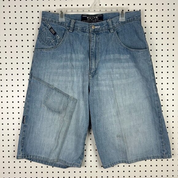 Den'em‎ Jenz Denim Y2K Cargo Jean Shorts Size 36 Light Wash Work Wear Skate Blue - Picture 1 of 8